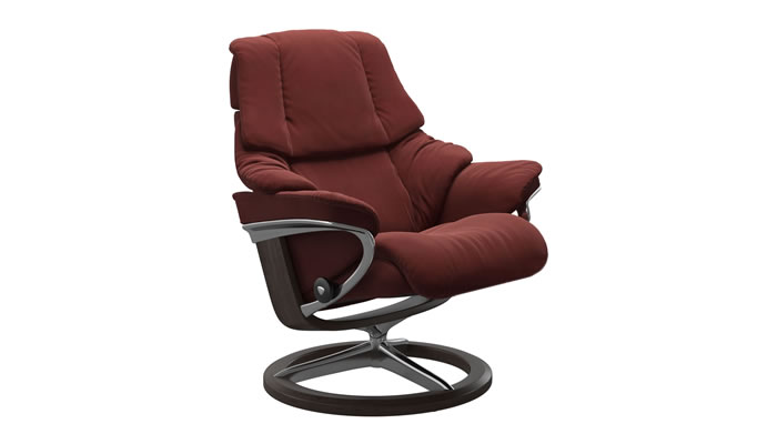 Stressless Reno with Cross Base Signature in Begonia Rust Fabric